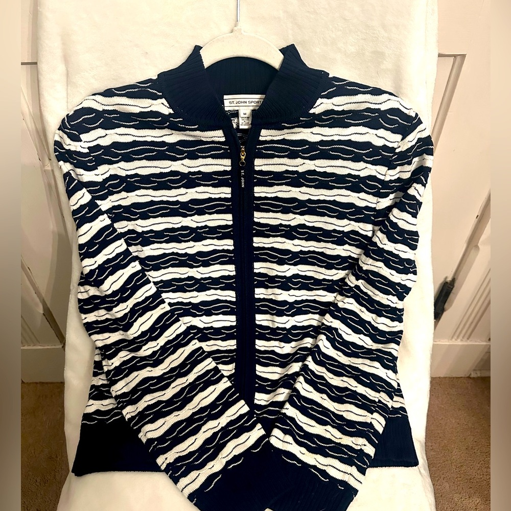 St. John Sport Zip Up Cardigan Sweater Size Medium